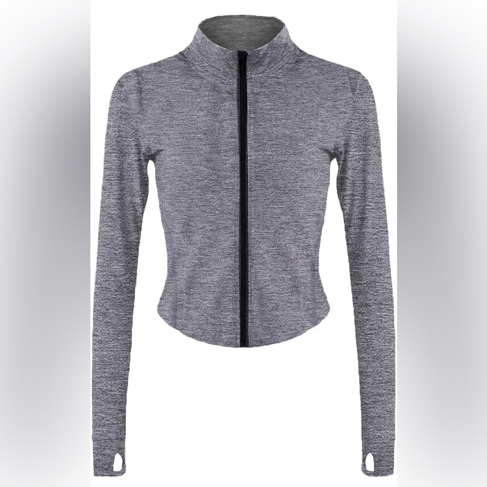 NWOT Women’s Heather Grey Lightweight Full Zip Workout Jacket - Size Small
